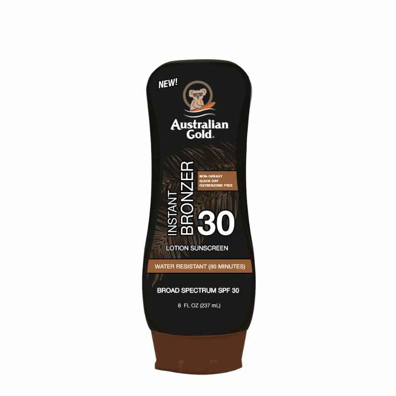 Australian gold SPF 30 LOTION SUNSCREEN WITH INSTANT BRONZER.