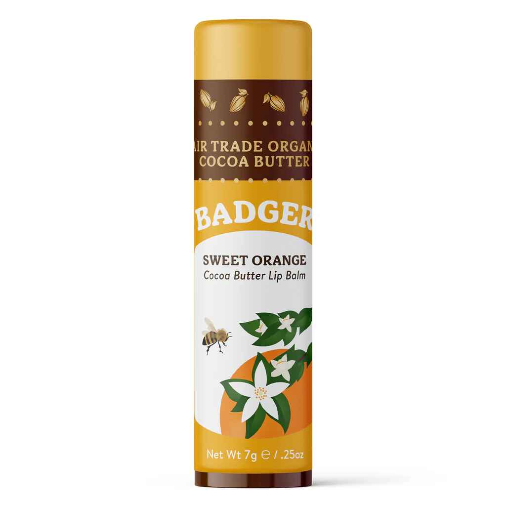 Badger Cocoa Butter Lip Balm - Sweet Orange.