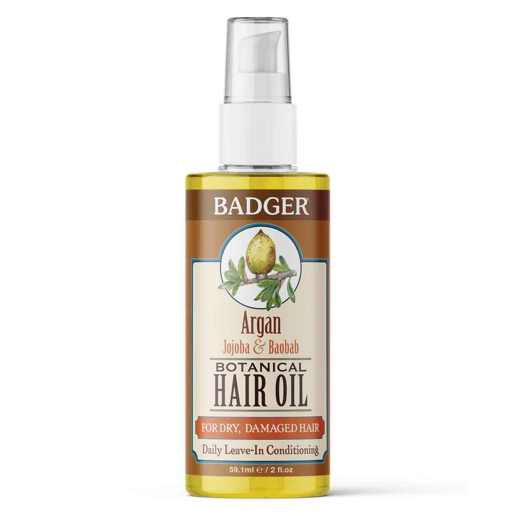 Badger Argan Hair Oil for Dry Damaged Hair.