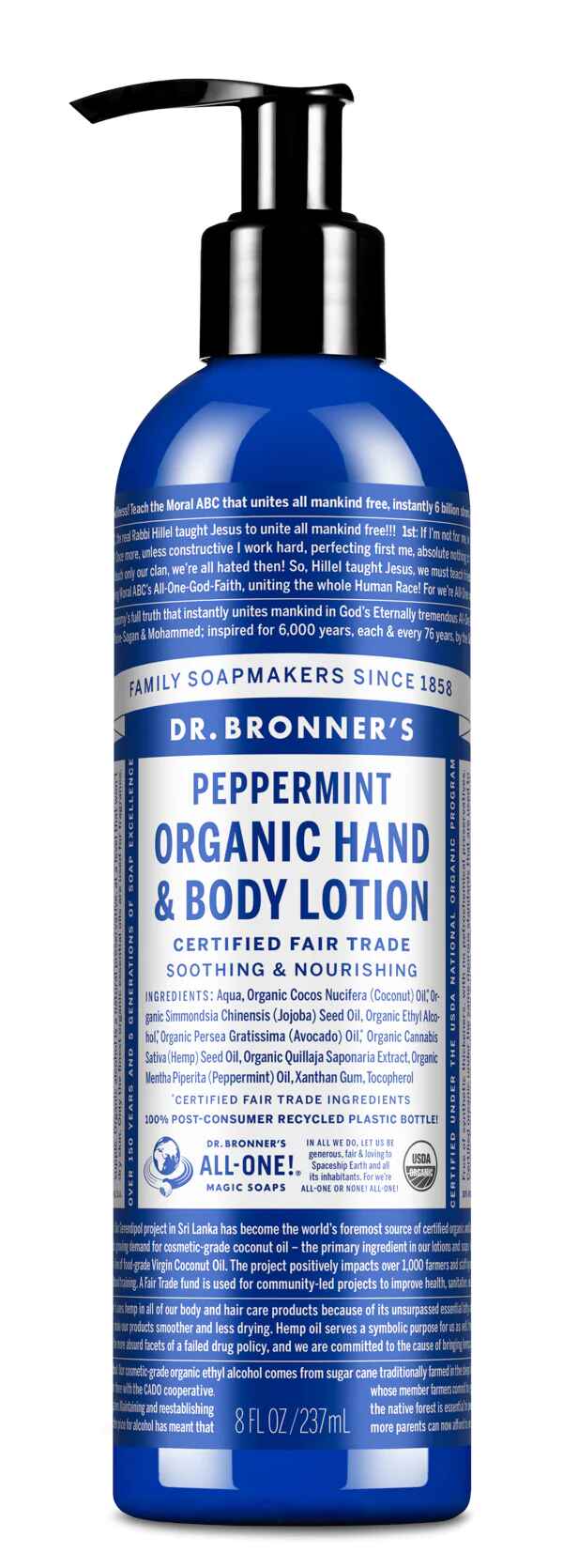 Dr Bronners PEPPERMINT ORGANIC LOTIONS.
