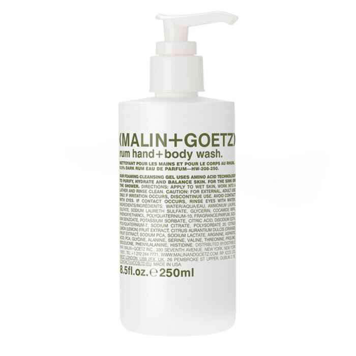 malin goetz rum hand body wash.