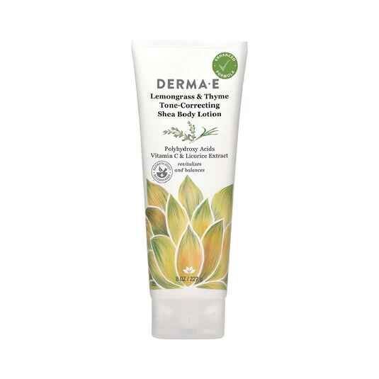 Derma E Lemongrass and Thyme Tone Correcting Shea Body Lotion.