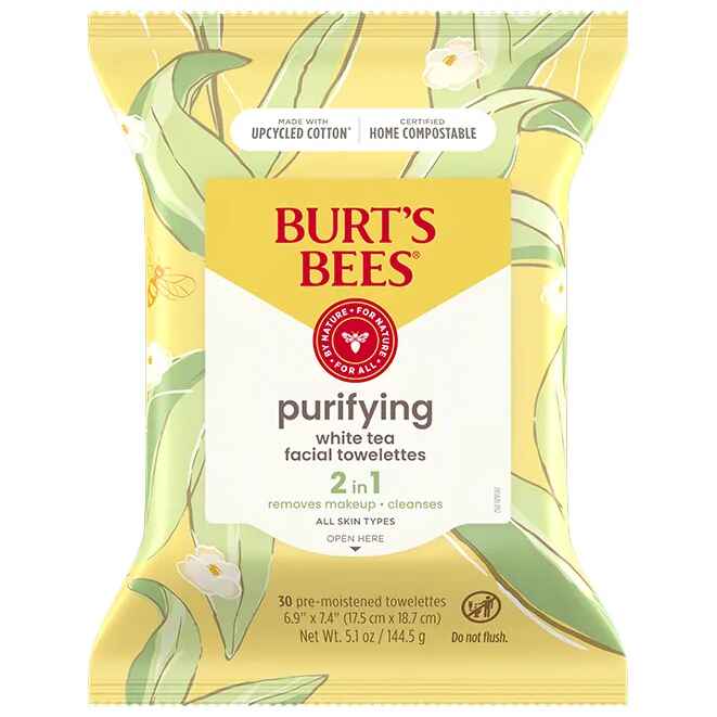 Burt's Bees Facial Cleansing Towelettes with White Tea Extract.