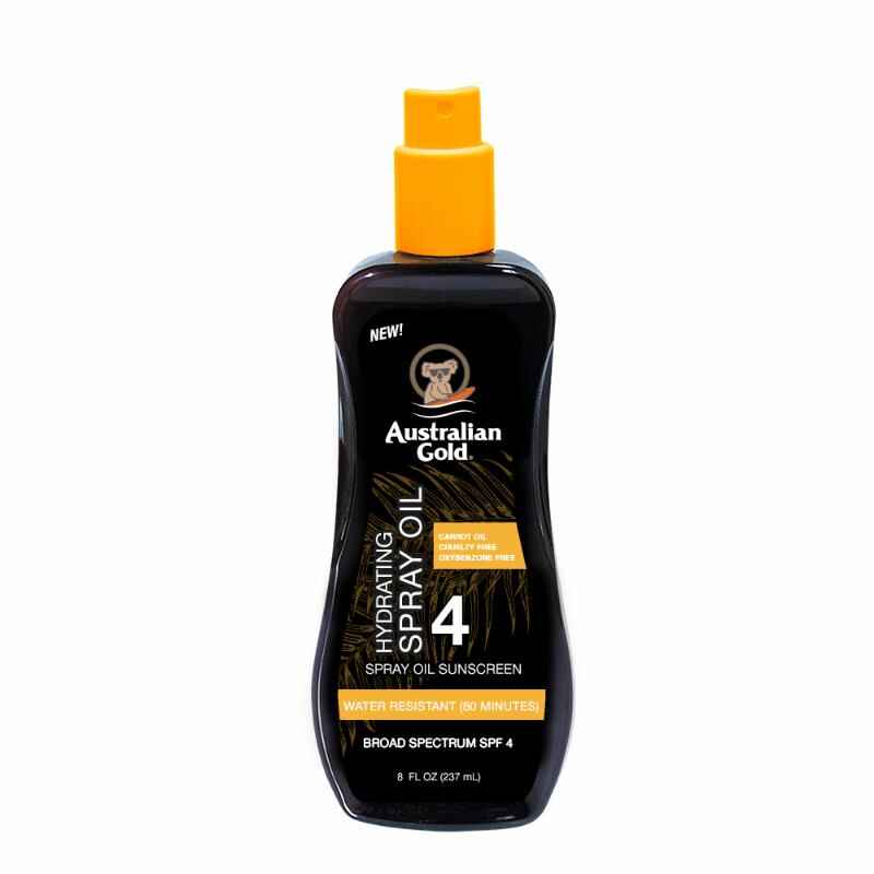 Australian gold SPF 4 SPRAY TANNING OIL.