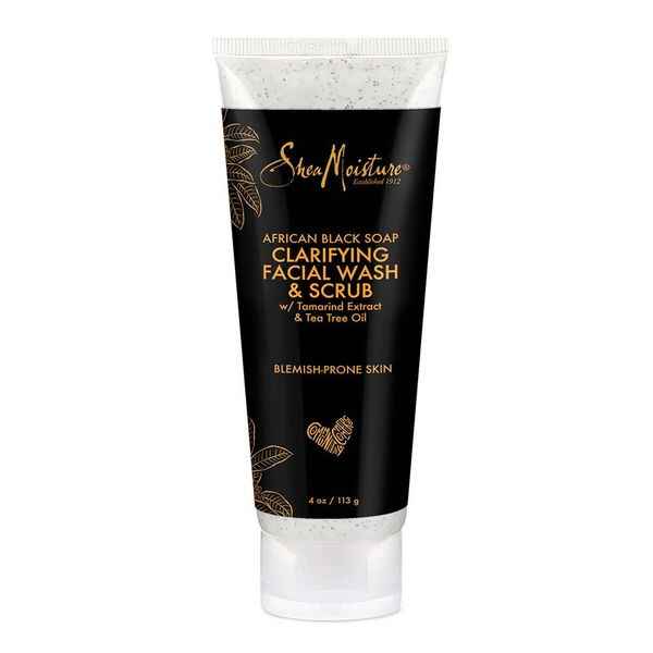 Shea Moisture African Black Soap Clarifying Facial Wash and Scrub.