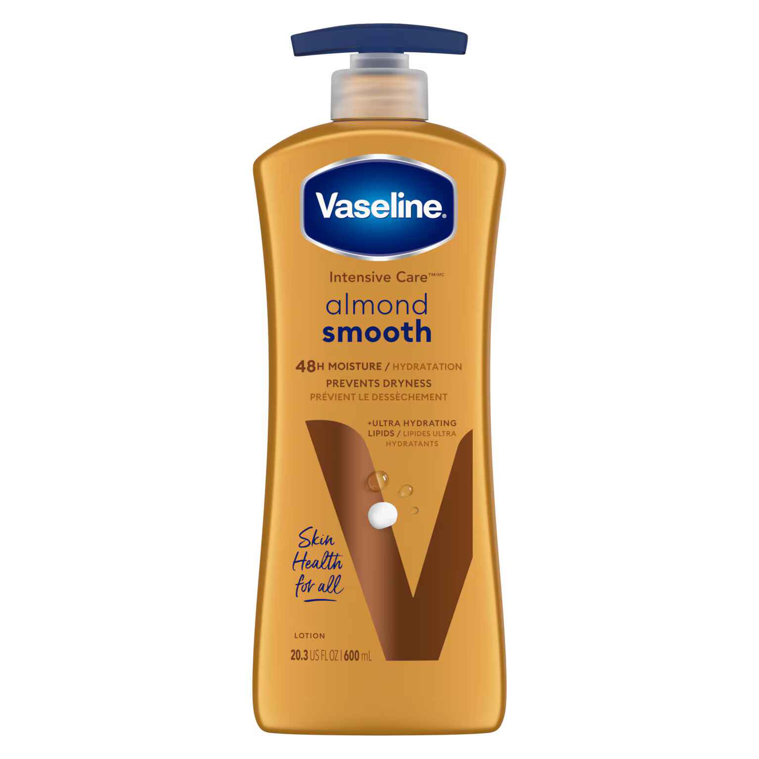 VASELINE INTENSIVE CARE ALMOND SMOOTH LOTION.