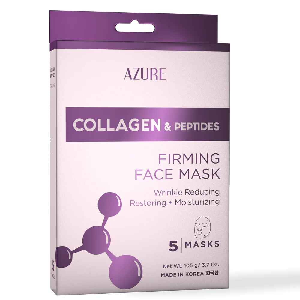 Azure COLLAGEN and PEPTIDES FIRMING SHEET FACE MASK 5 PACK.