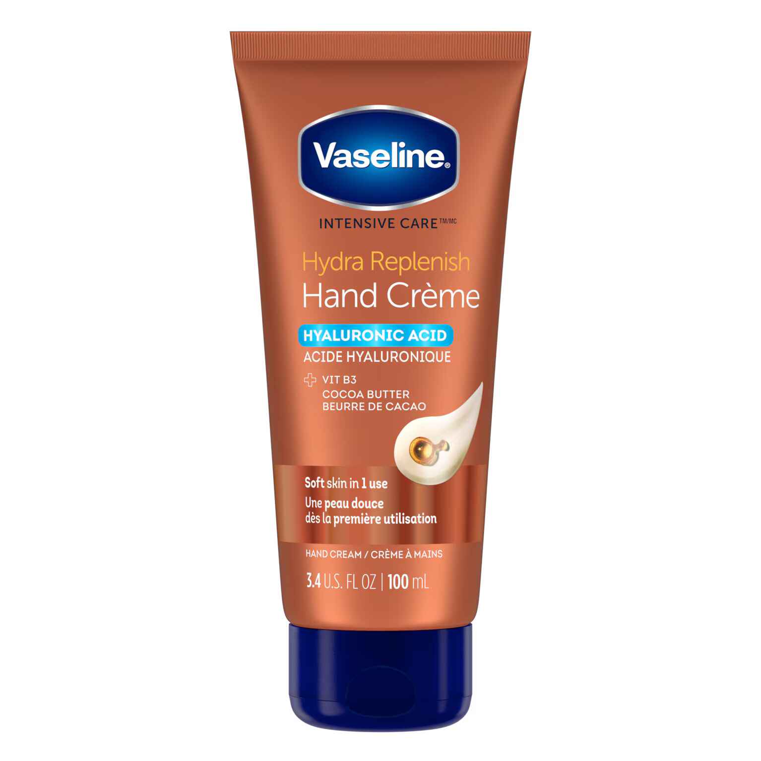 VASELINE INTENSIVE CARE HYDRA REPLENISH HAND CREME.