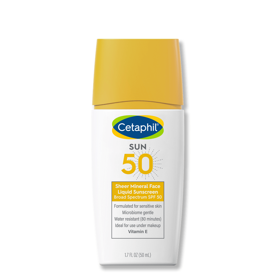 Cetaphil Sheer Mineral Sunscreen Face Liquid Broad Spectrum SPF 50.