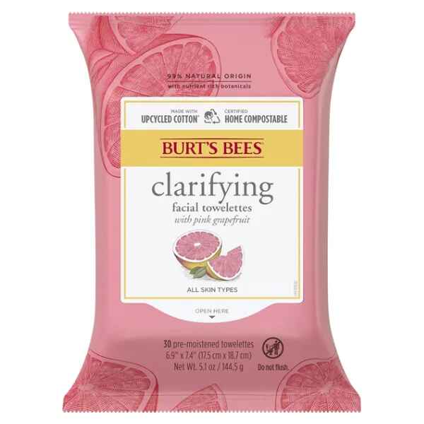 Burt's Bees Facial Cleansing Towelettes with Pink Grapefruit.