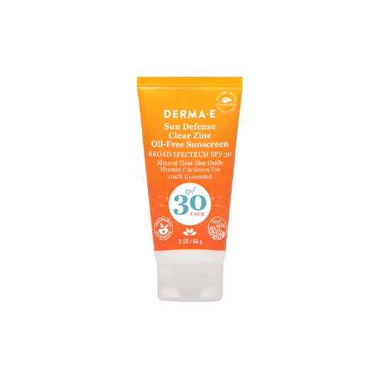 Derma E Sun Defense Clear Zinc Mineral Oil Free Sunscreen SPF30 Face.