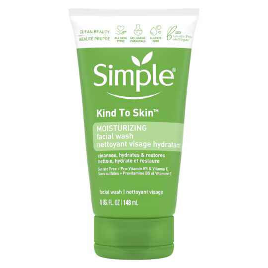 Simple skincare Kind to Skin Moisturizing Facial Wash.