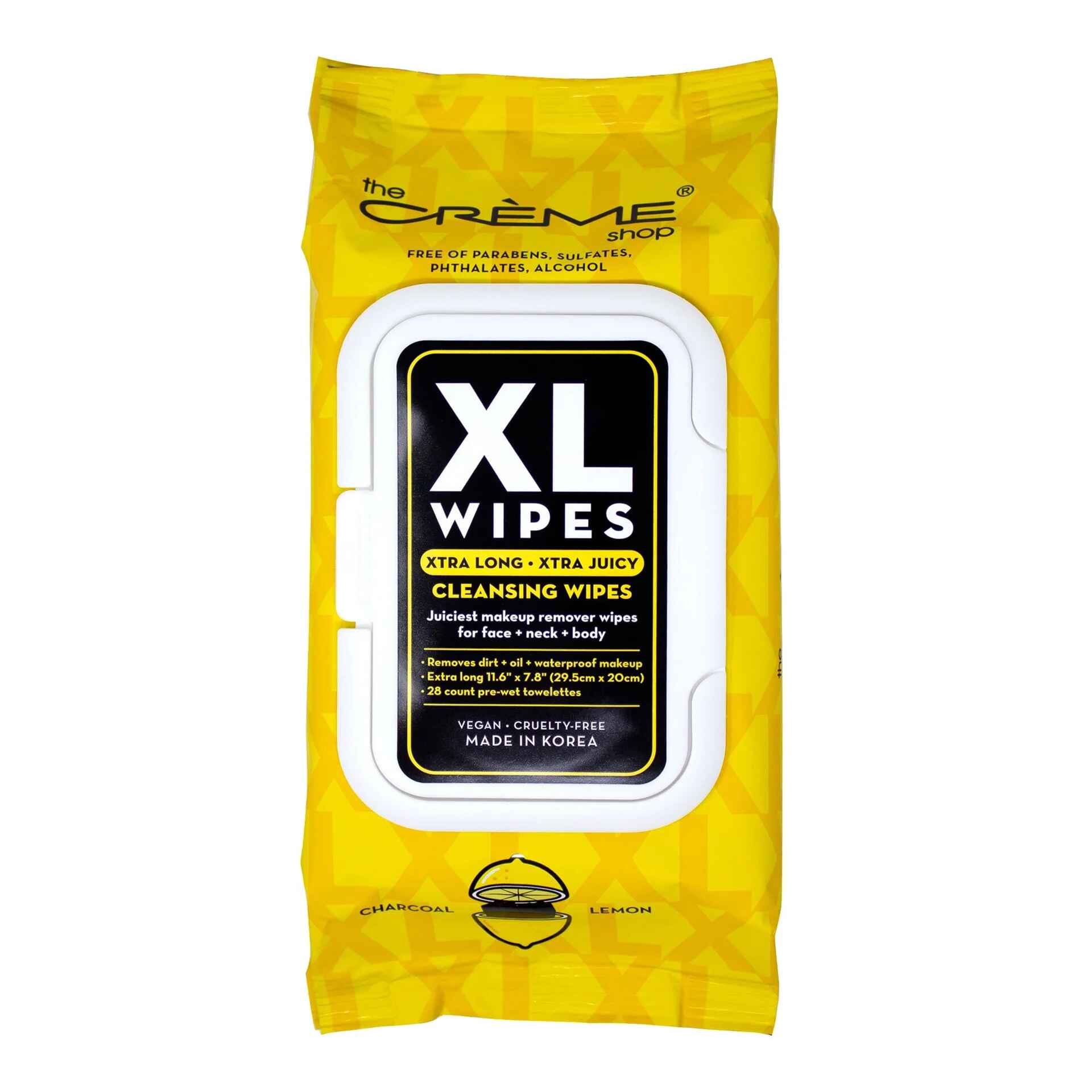The Creme Shop XL MAKEUP REMOVING CLEANSING WIPES CHARCOAL and LEMON.