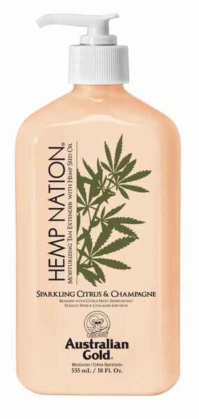 Australian gold HEMP NATION SPARKLING CITRUS & CHAMPAGNE BODY LOTION.