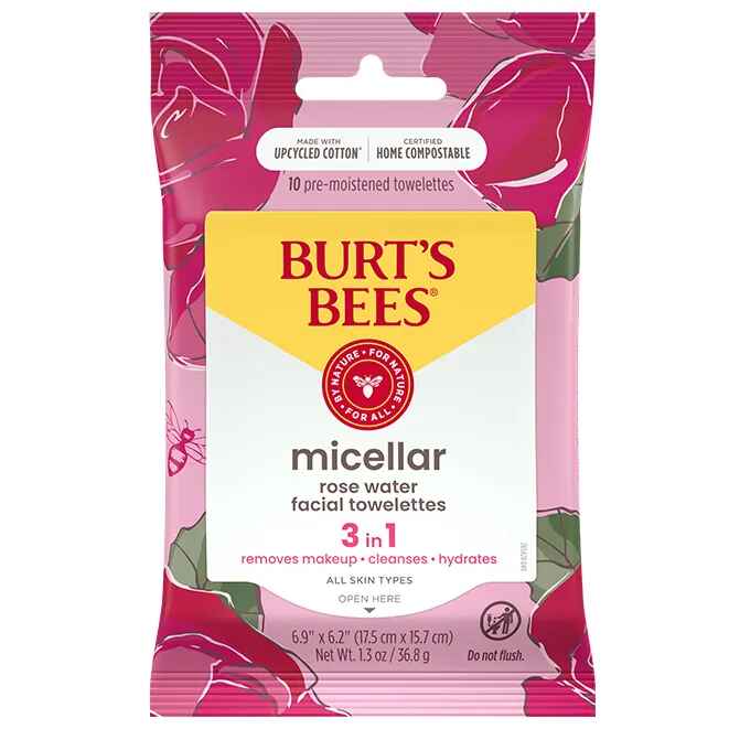 Burt's Bees Micellar Makeup Removing Towelettes with Rose Water.