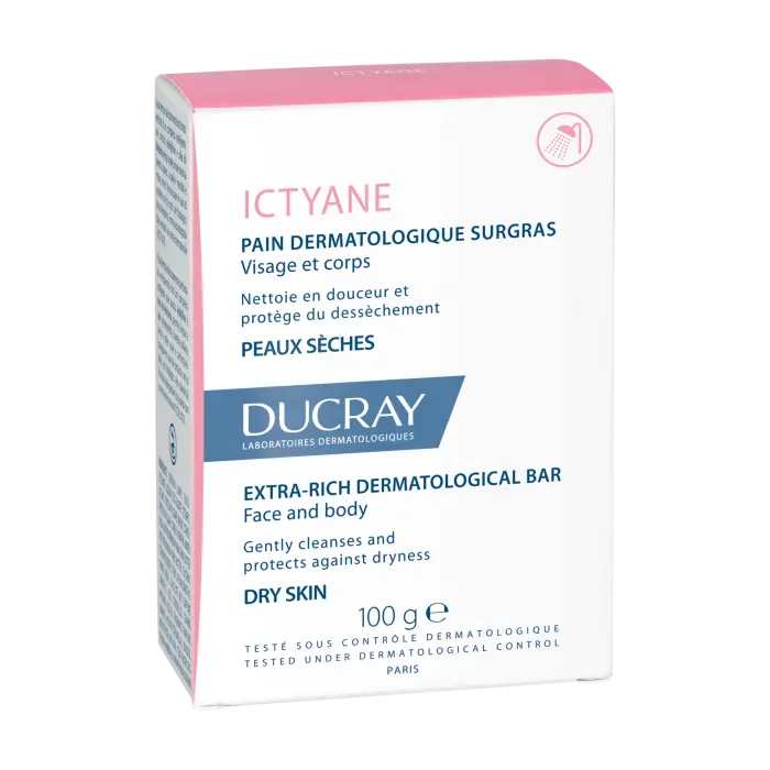 Ducray ICTYANE Extra-rich dermatological bar.