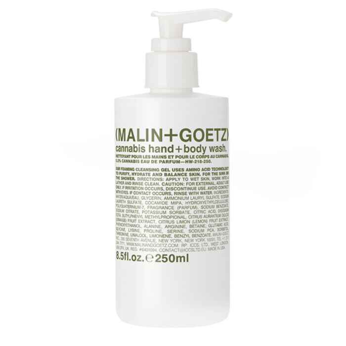 malin goetz cannabis hand body wash.