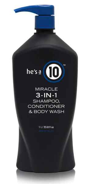 Its a 10 HES A 10 MENS 3 IN 1 DAILY SHAMPOO CONDITIONER AND BODY WASH.