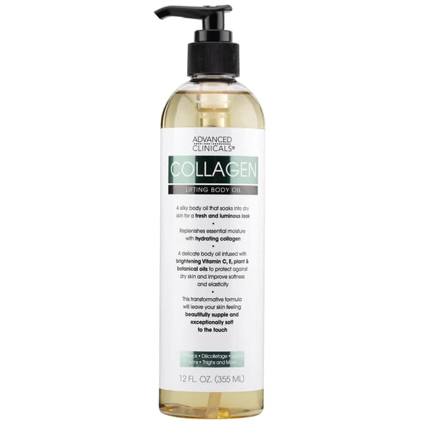 Advanced clinicals Collagen + Vitamin E Lifting Body Oil, Large 12 Fl Oz.
