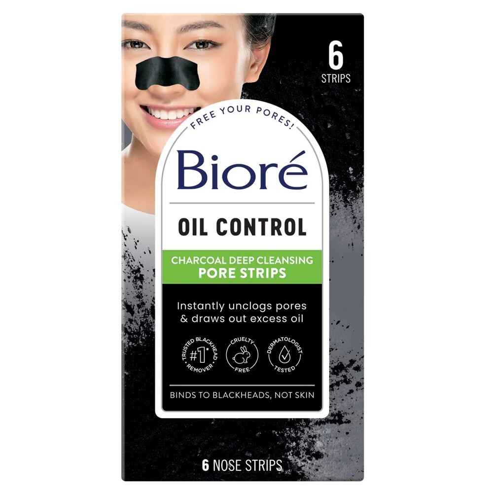 biore OIL CONTROL CHARCOAL DEEP CLEANSING PORE STRIPS.