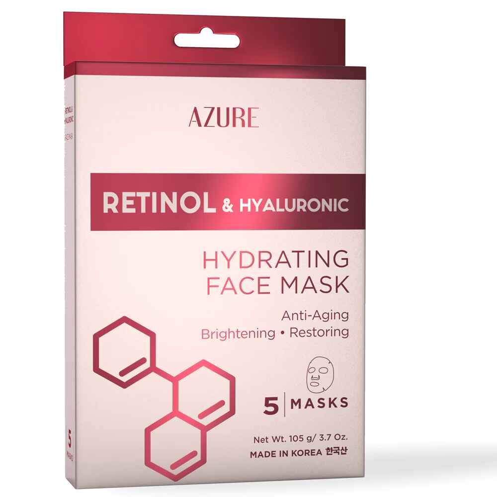 Azure RETINOL and HYALURONIC HYDRATING SHEET FACE MASK 5 PACK.