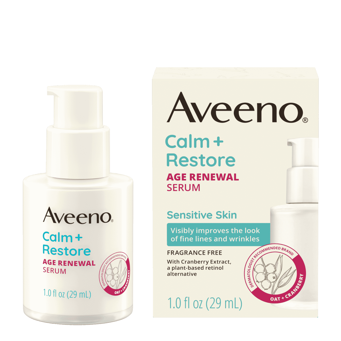AVEENO CALM + RESTORE™AGE RENEWAL SERUM.