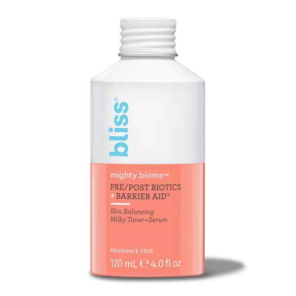 Bliss Mighty Biome Pre Post Biotics Barrier Aid Toner Serum.