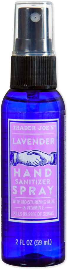 Trader Joes Lavender Hand Sanitizer Spray.
