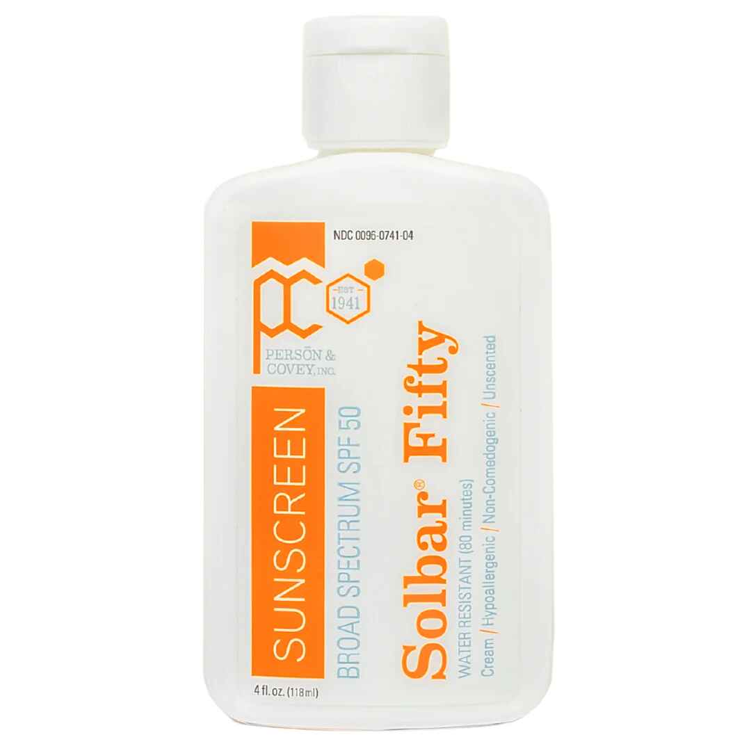 Person Covey Inc SOLBAR Fifty SPF 50.