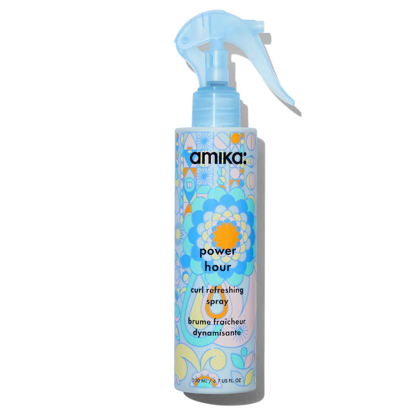 Amika power hour curl hair refreshing spray.