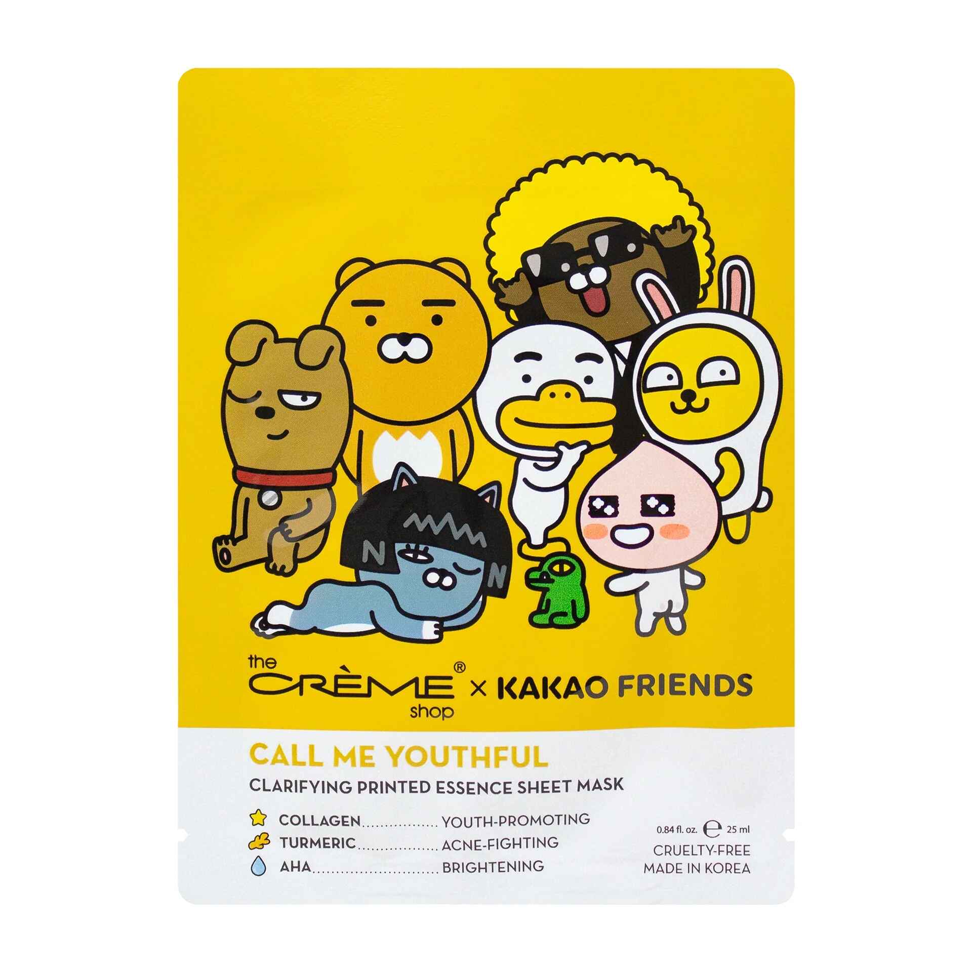 The Creme Shop KAKAO FRIENDS CALL ME YOUTHFUL PRINTED ESSENCE SHEET MASK.