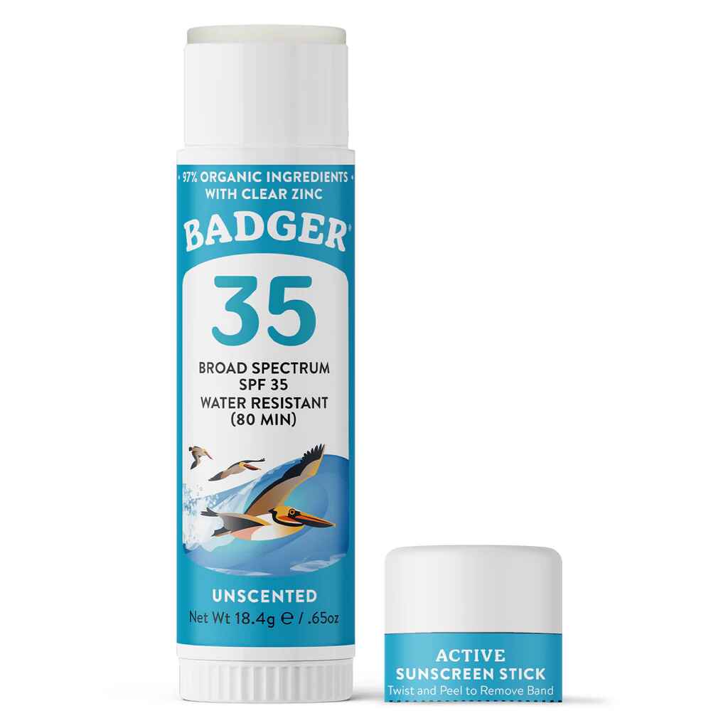 Badger Active Mineral Sunscreen Stick SPF 35.