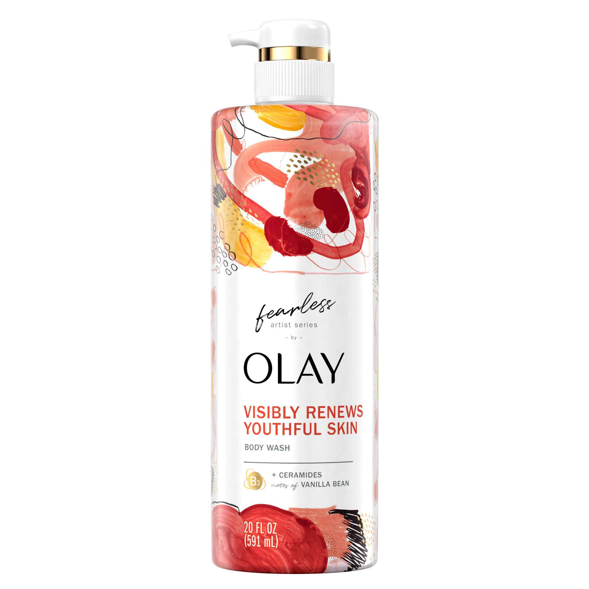 Olay Fearless Artist Series BODY WASH WITH CERAMIDES AND NOTES OF VANILLA BEAN.