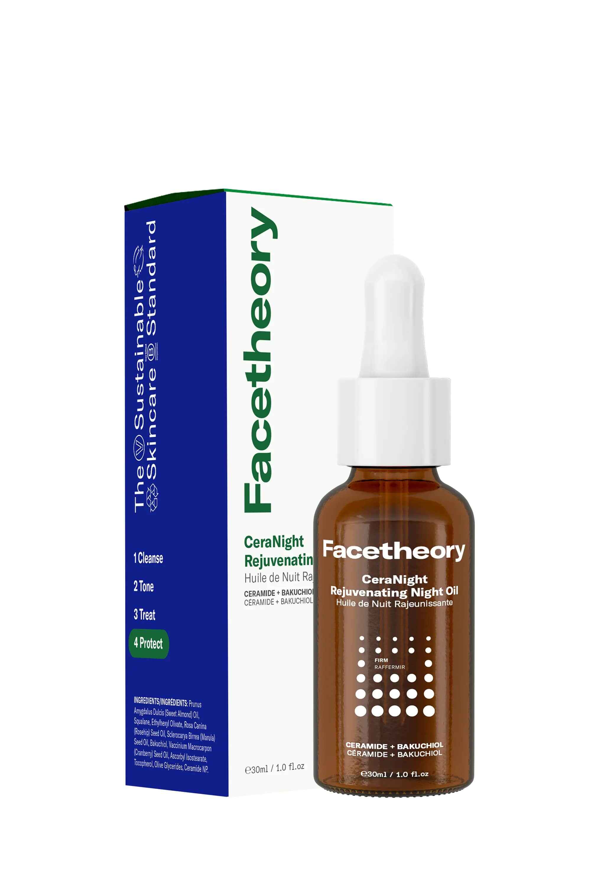 Facetheory CeraNight Rejuvenating Night Oil.