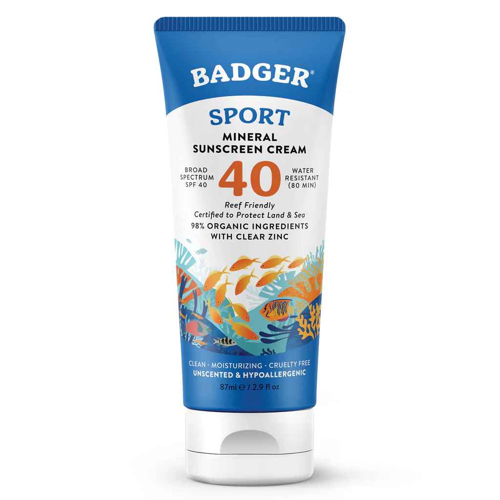 Badger Sport Mineral Sunscreen Cream - SPF 40.