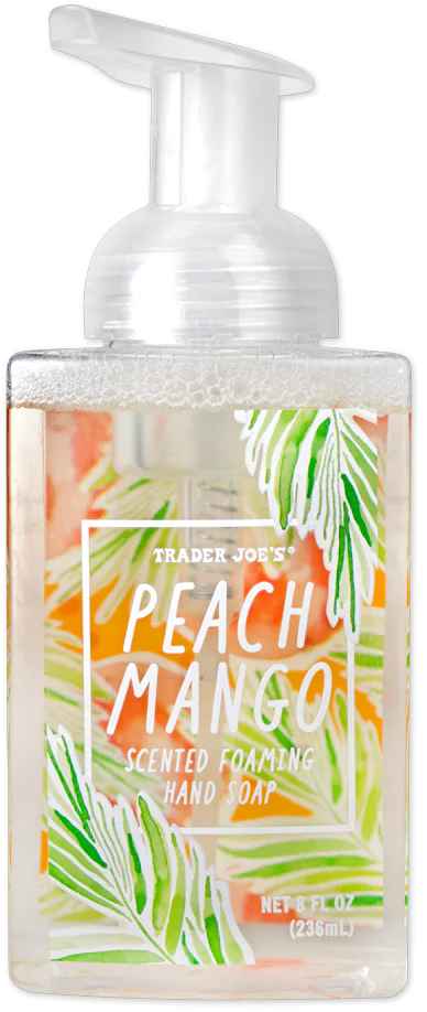 Trader Joes Peach Mango Scented Foaming Hand Soap.